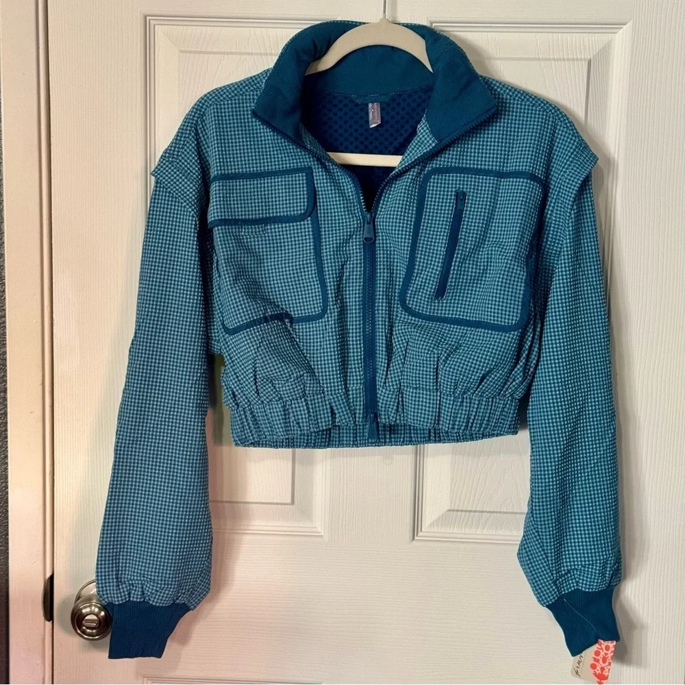 Free People Movement New Medium Forty Love Crop Jacket in Caribbean Blue Coast - Picture 8 of 13